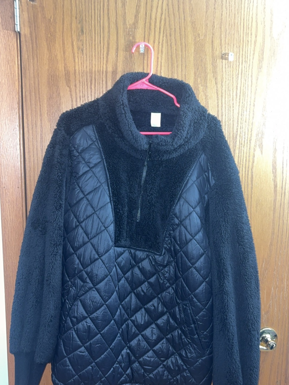 Livi Active Black Quilted & Sherpa Half-Zip Pullover